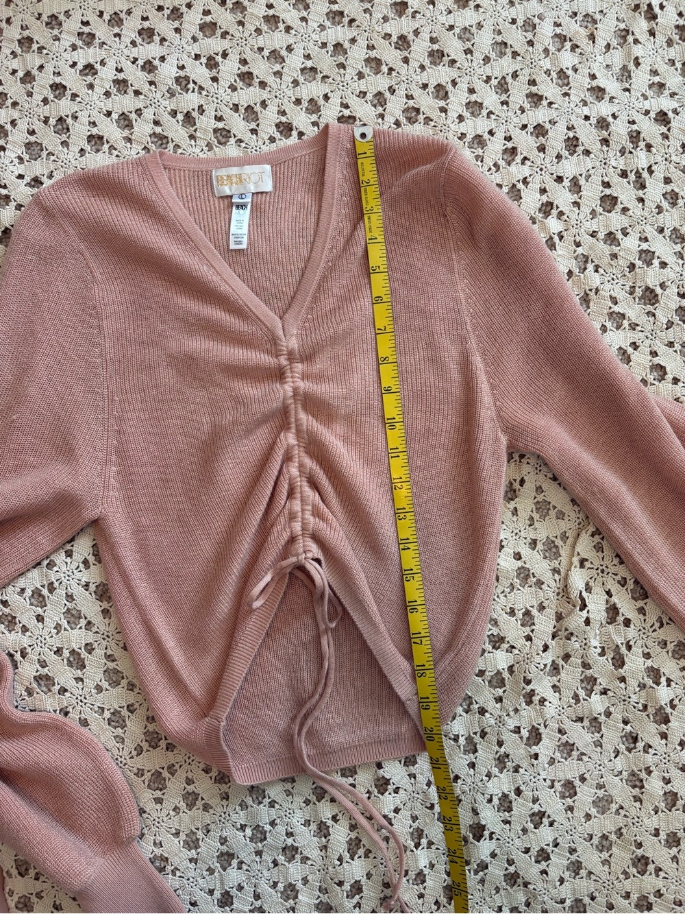 Beach Riot Kenzi Adjustable Tie Front Lightweight Sweater Rose Size Large - Picture 8 of 10